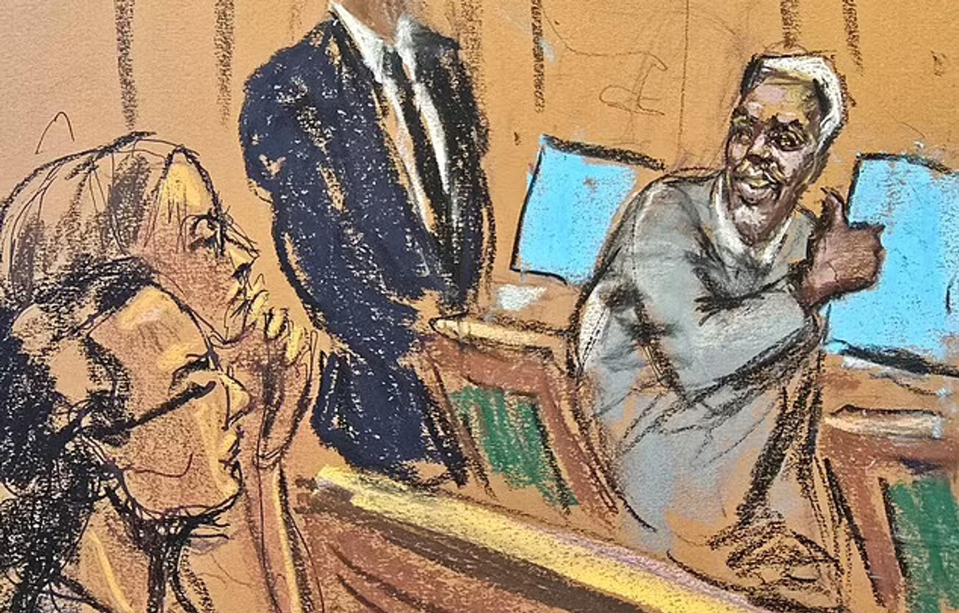 Судебный портрет P. Diddy. Фото: Daily Mail