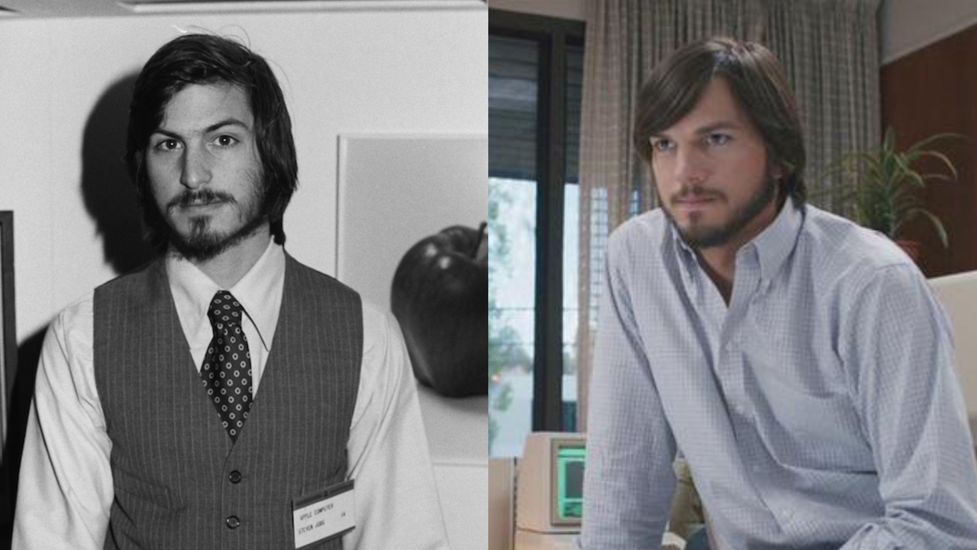 Стив Джобс и Эштон Катчер
Фото: Getty Images / скриншот из фильма «Джобс: Империя соблазна»