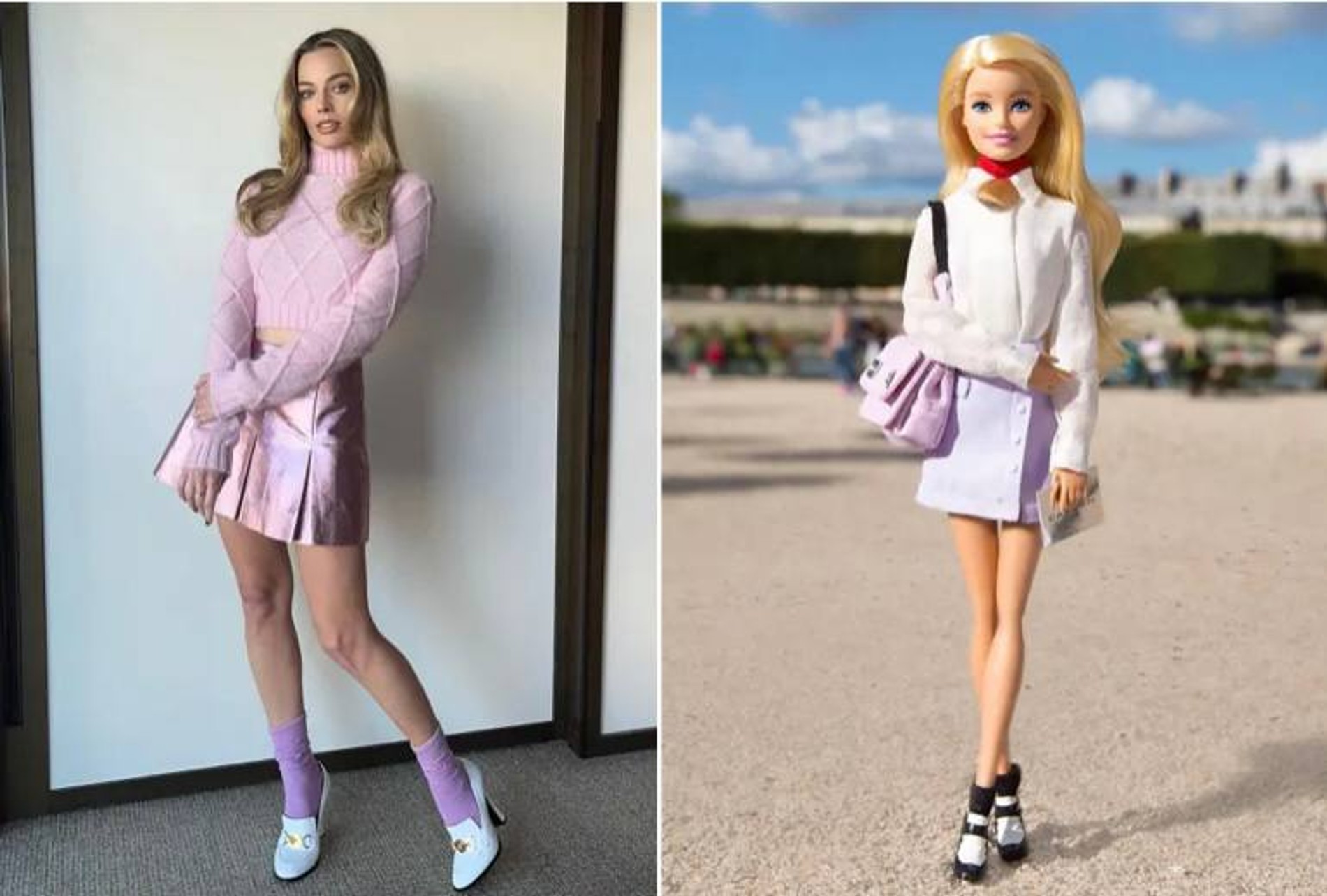 30 июня на фан-встрече в Westfield Sydney актриса появилась в еще одном архивном образе Versacе —  укороченном свитере с высоким воротом и сияющей мини-юбке из той же коллекции. Наряд она дополнила лоферами на высоком каблуке, которые мастерски соединила с кокетливыми носками — высший пилотаж!
Фото: Page Six