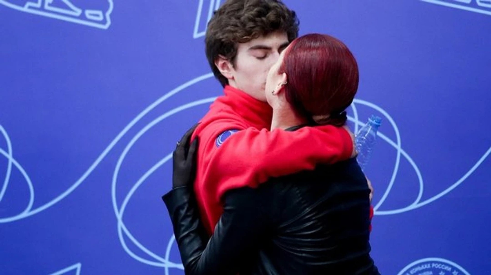 Марк Кондратюк и Александра Трусова после выступления на Гран-при России Фото: Спорт-Экспресс