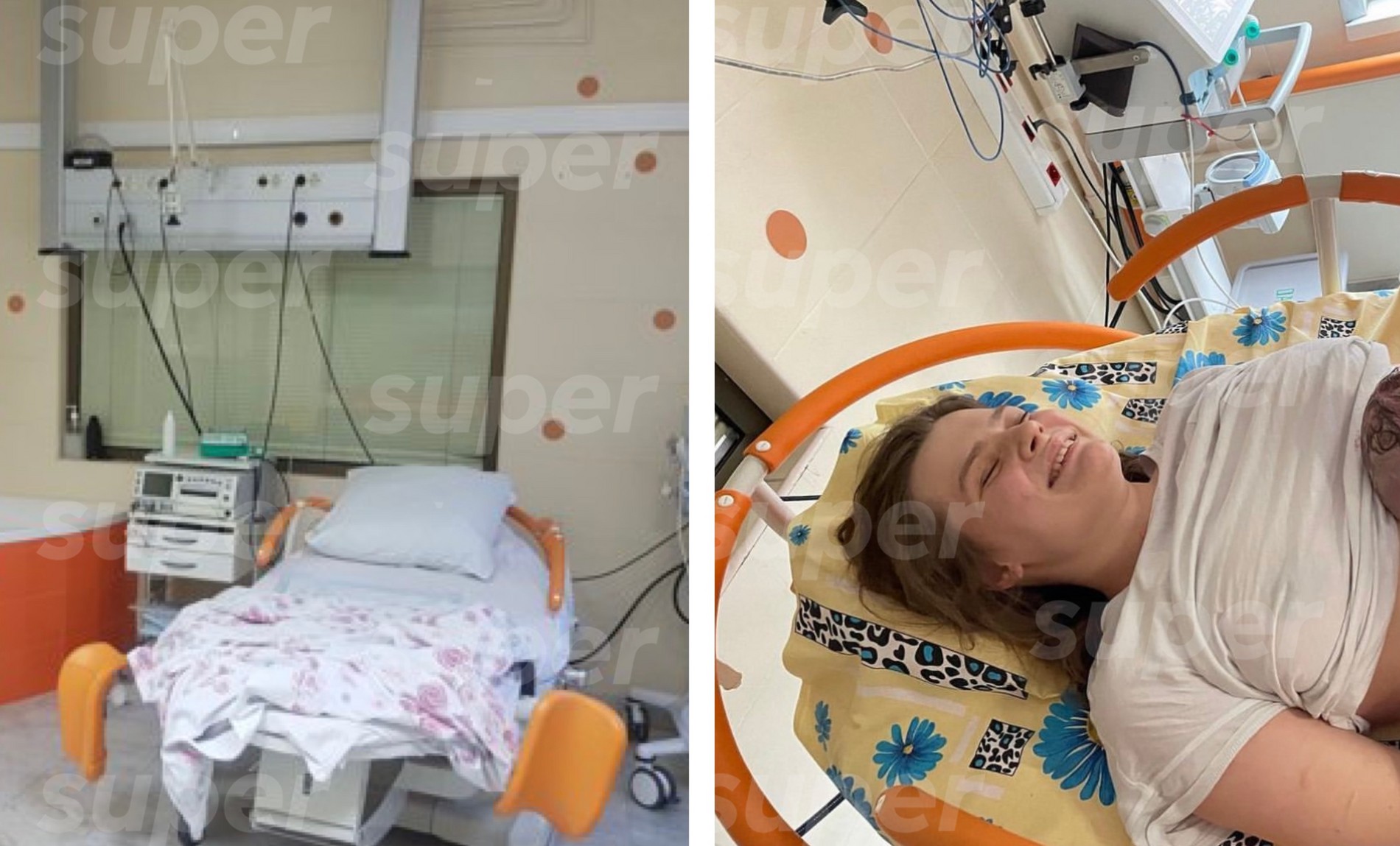 Слева — фото родильной палаты роддома при ГКБ № 29, справа — фото с родов Софьи Мелединой. Источник: сайт больницы / Инстаграм (запрещен в РФ) героини материала