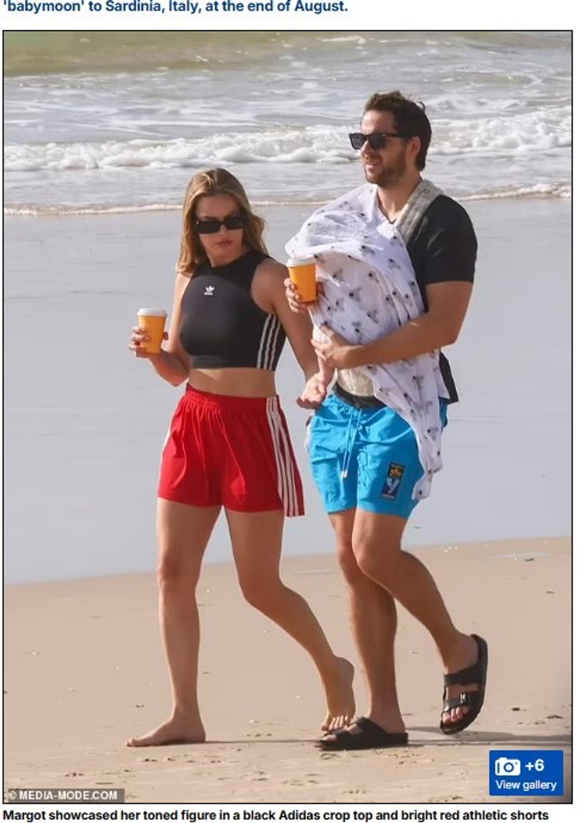 Марго Робби и Том Акерман с сыном. Фото: скриншот с сайта Mail Online