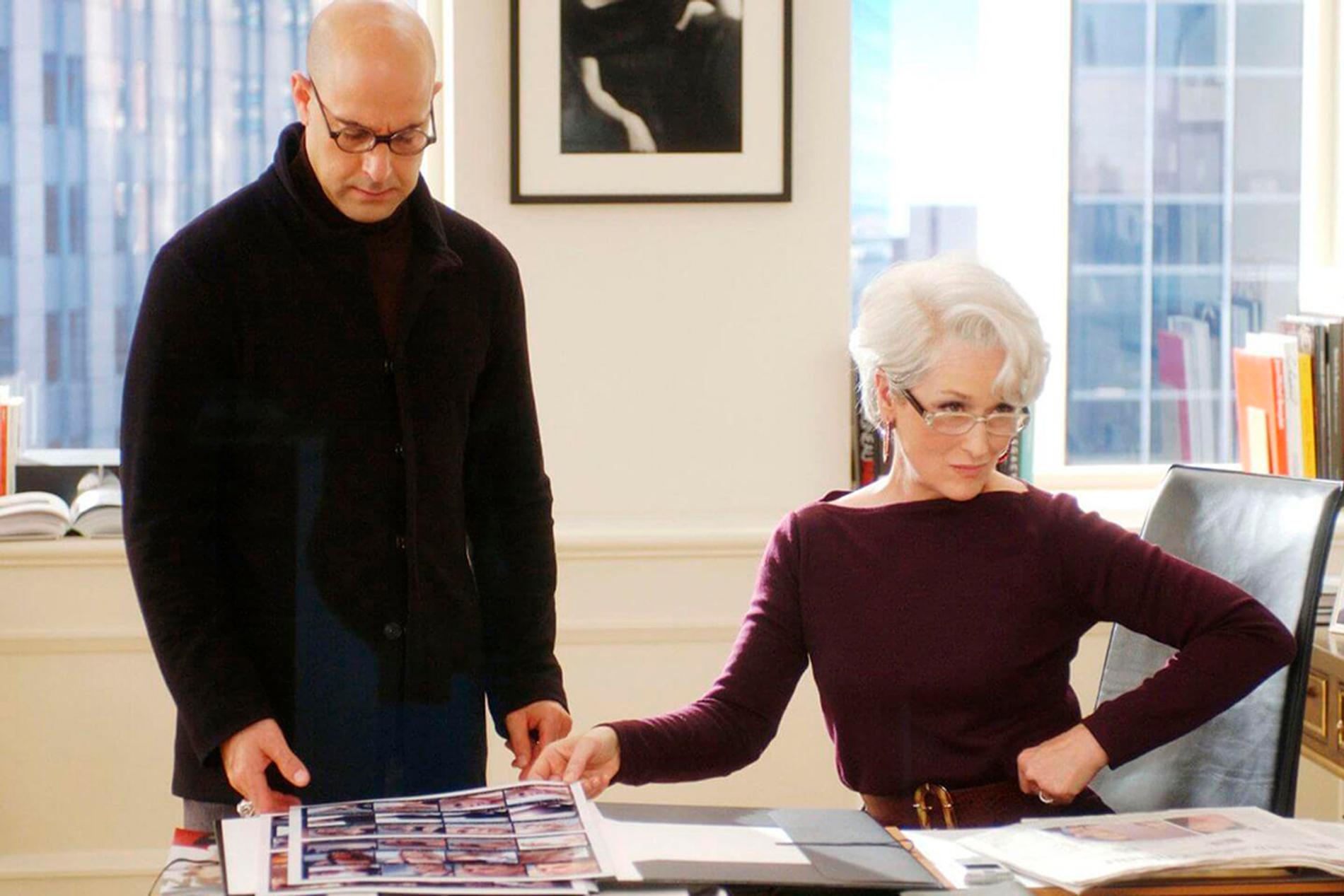 Найджел (Стэнли Туччи) и Миранда Пристли (Мэрил Стрип). Фото: кадр из фильма «Дьявол носит Prada»